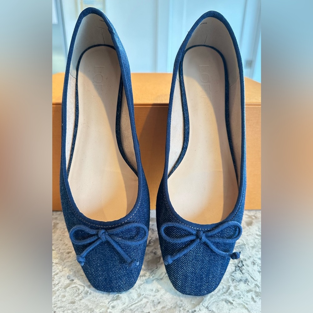 LOFT Denim Ballet Flats (Size 6.5)